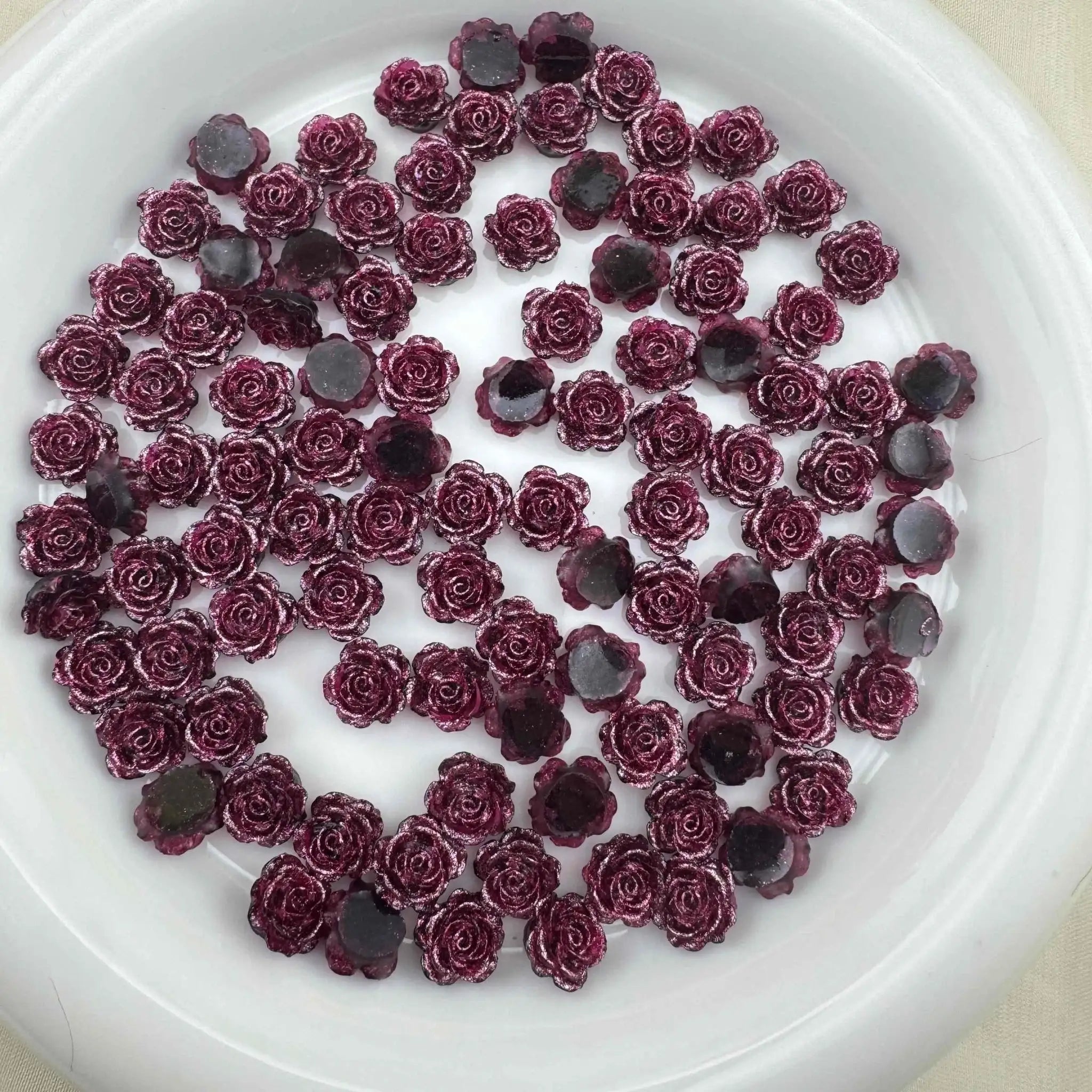 FS6534-9mm Luminous Soft Flower Charms Luminous Camellias Roses Nail Art Charms Soft Carved Leaf Flower Charms for Nails Design For DIY Project -Zoe DIY Wholesale