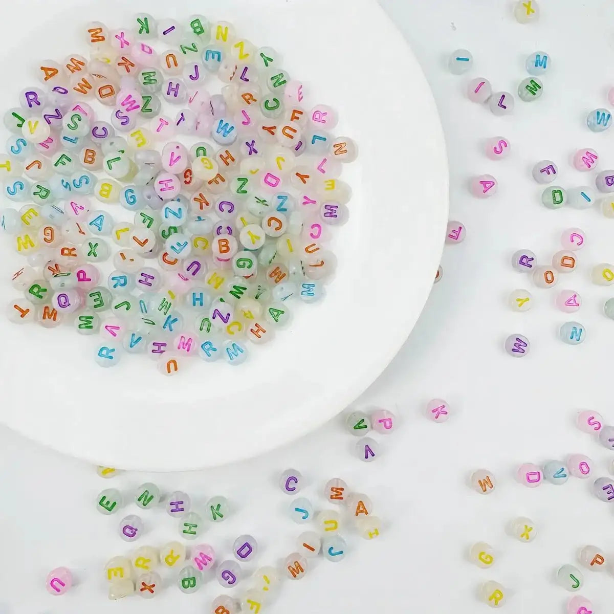 FS6545-4*7 Aperture 12mm 4*7 Font Mixed Color Luminous Acrylic Letter Beads -Zoe DIY Wholesale