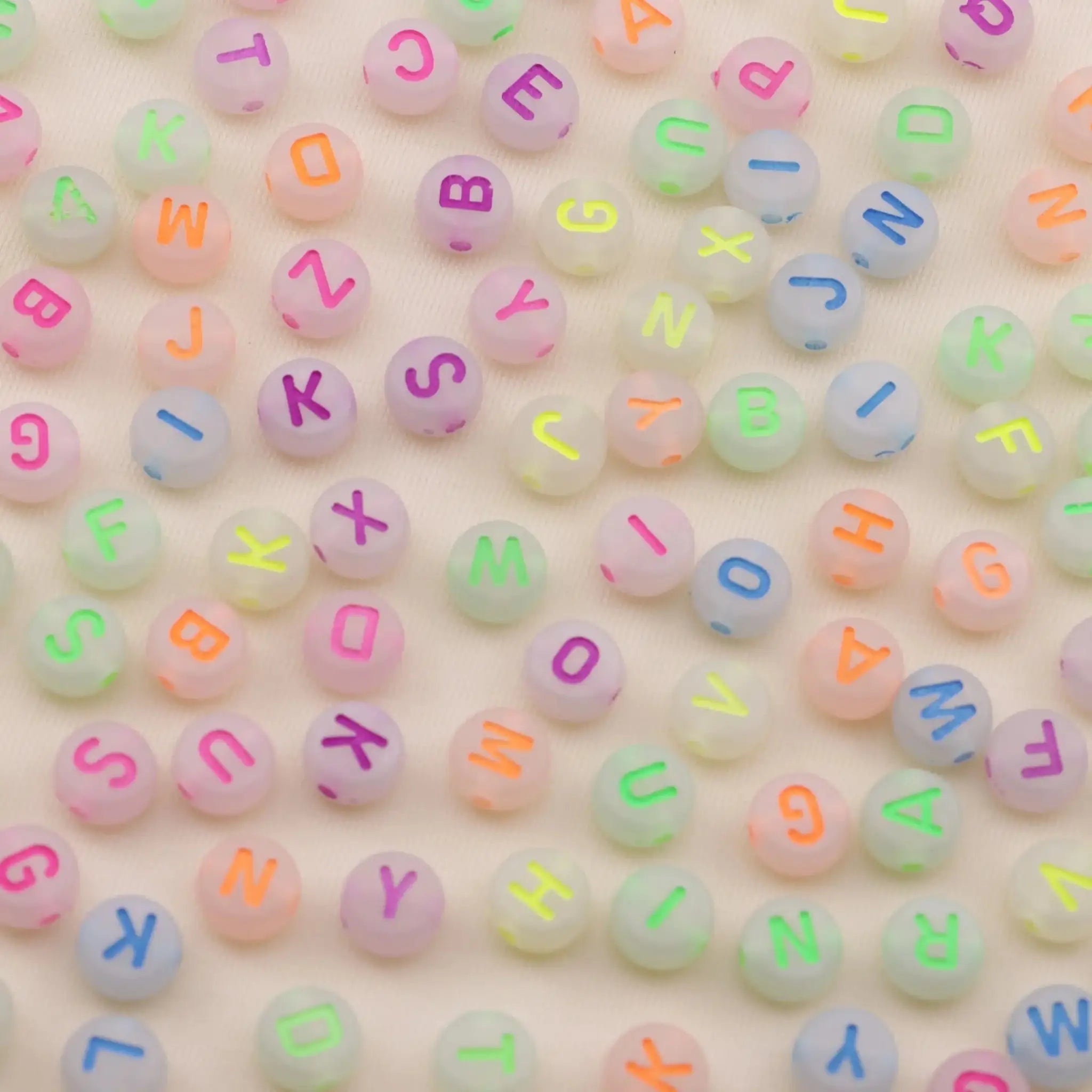 FS6545-4*7 Aperture 12mm 4*7 Font Mixed Color Luminous Acrylic Letter Beads -Zoe DIY Wholesale