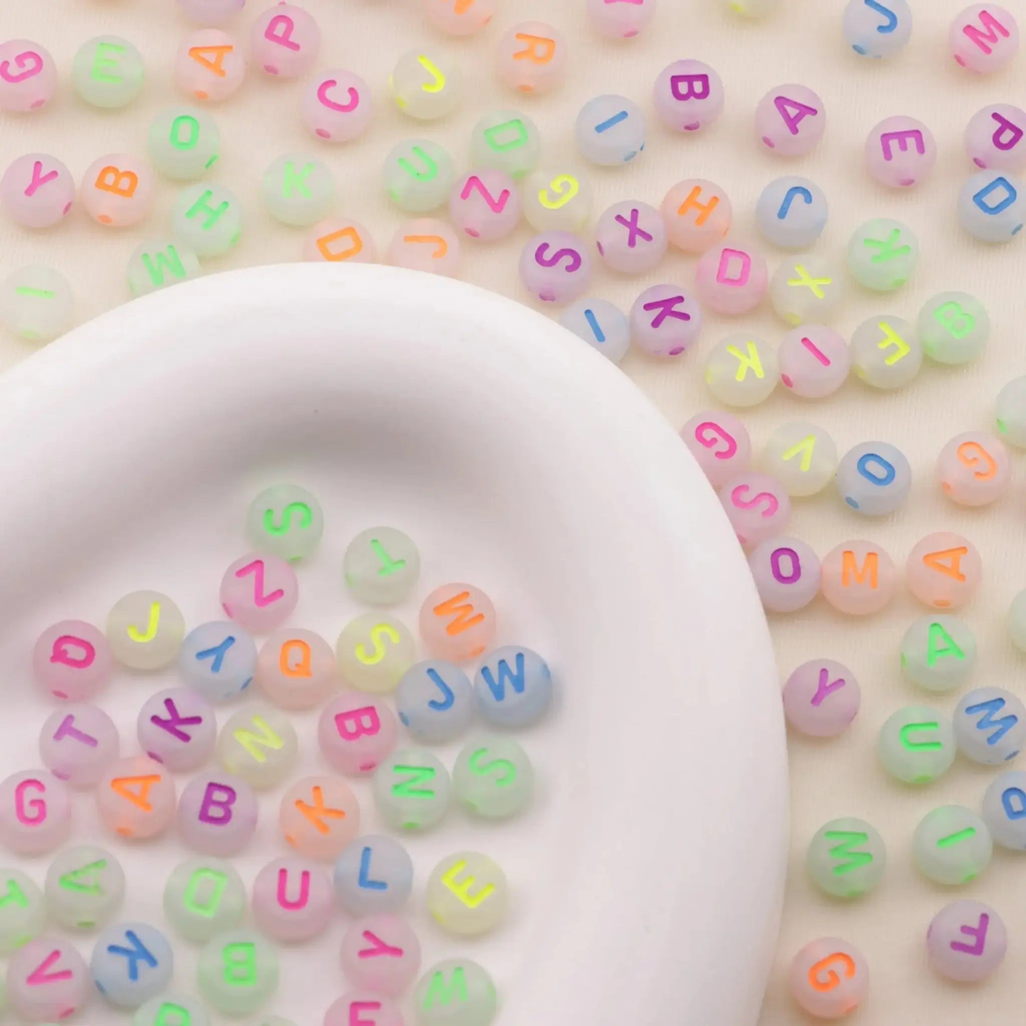 FS6545-4*7 Aperture 12mm 4*7 Font Mixed Color Luminous Acrylic Letter Beads -Zoe DIY Wholesale