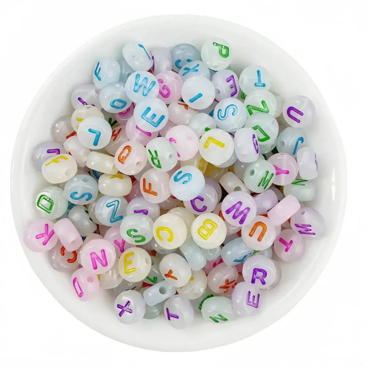 FS6545-4*7 Aperture 12mm 4*7 Font Mixed Color Luminous Acrylic Letter Beads -Zoe DIY Wholesale