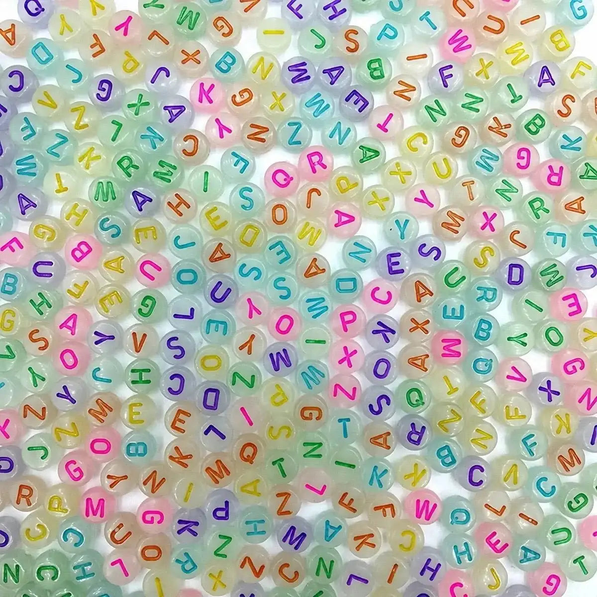 FS6545-4*7 Aperture 12mm 4*7 Font Mixed Color Luminous Acrylic Letter Beads -Zoe DIY Wholesale