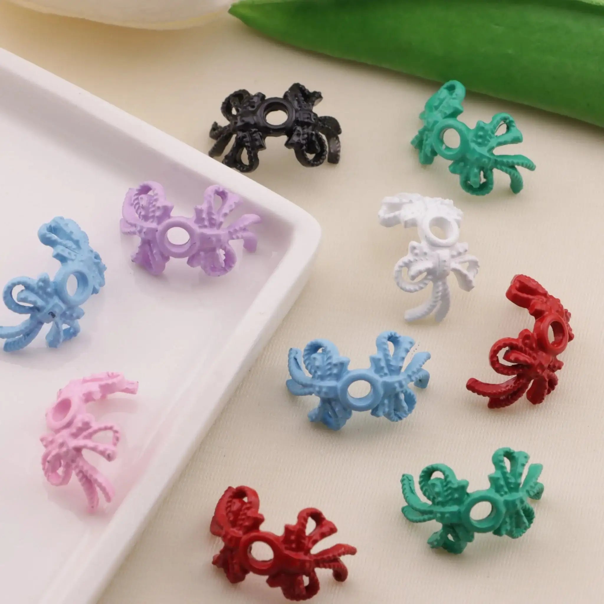 FS6549-ENAMEL DOUBLE BOWS METAL SPACERS Enamel Double Bows Metal Spacers -Zoe DIY Wholesale