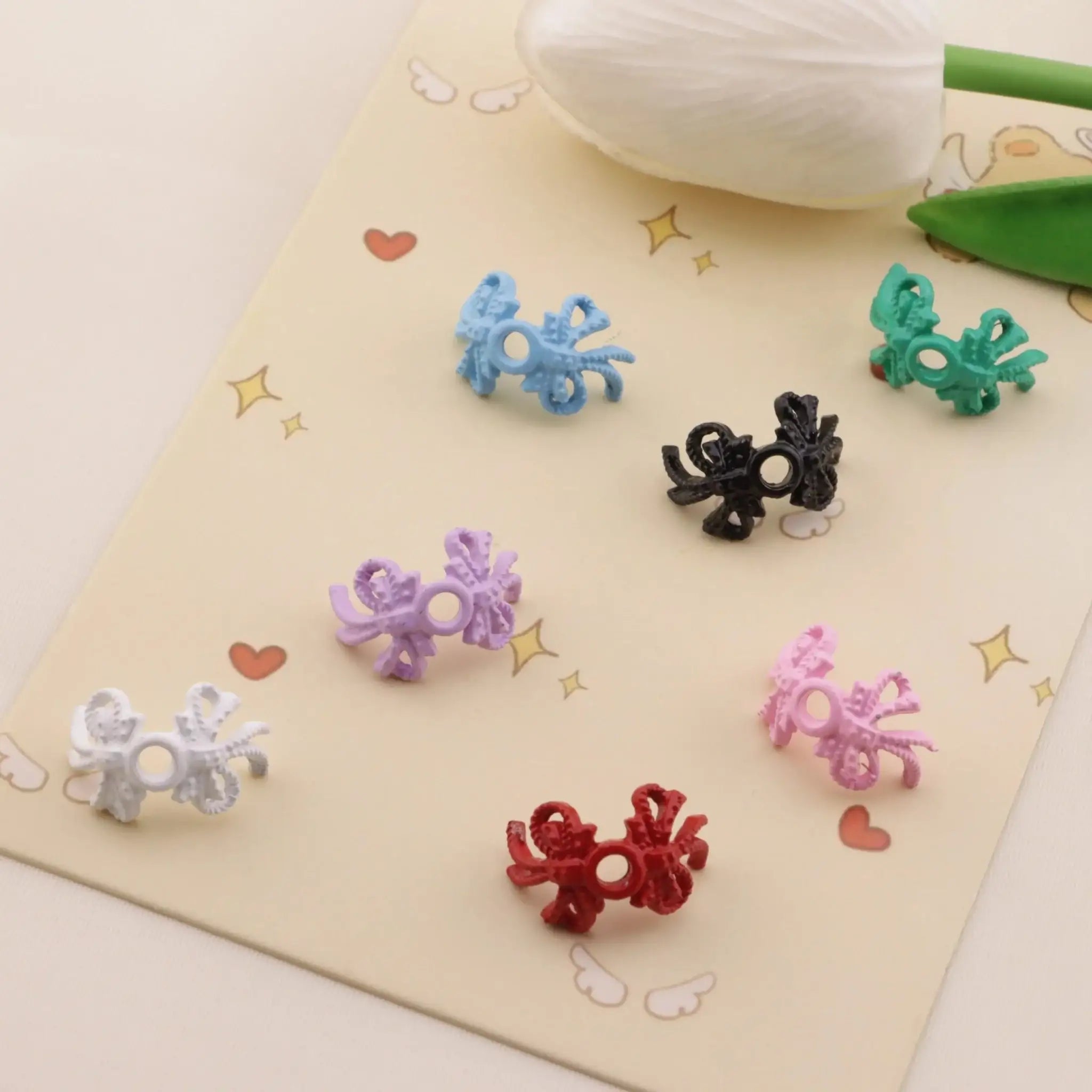 FS6549-ENAMEL DOUBLE BOWS METAL SPACERS Enamel Double Bows Metal Spacers -Zoe DIY Wholesale