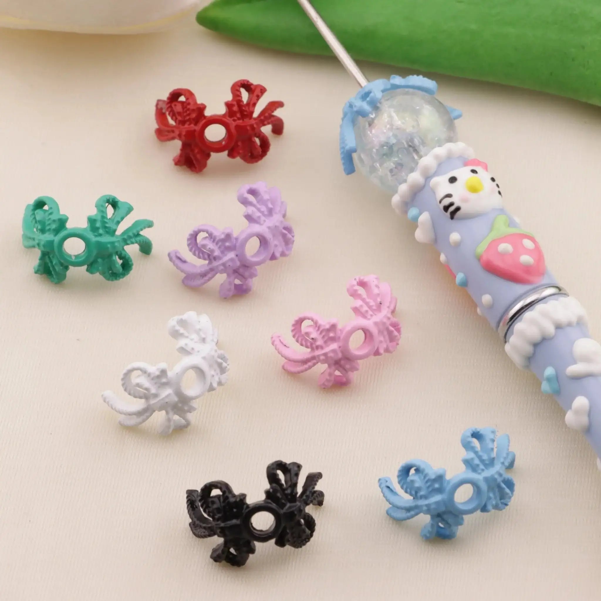 FS6549-ENAMEL DOUBLE BOWS METAL SPACERS Enamel Double Bows Metal Spacers -Zoe DIY Wholesale