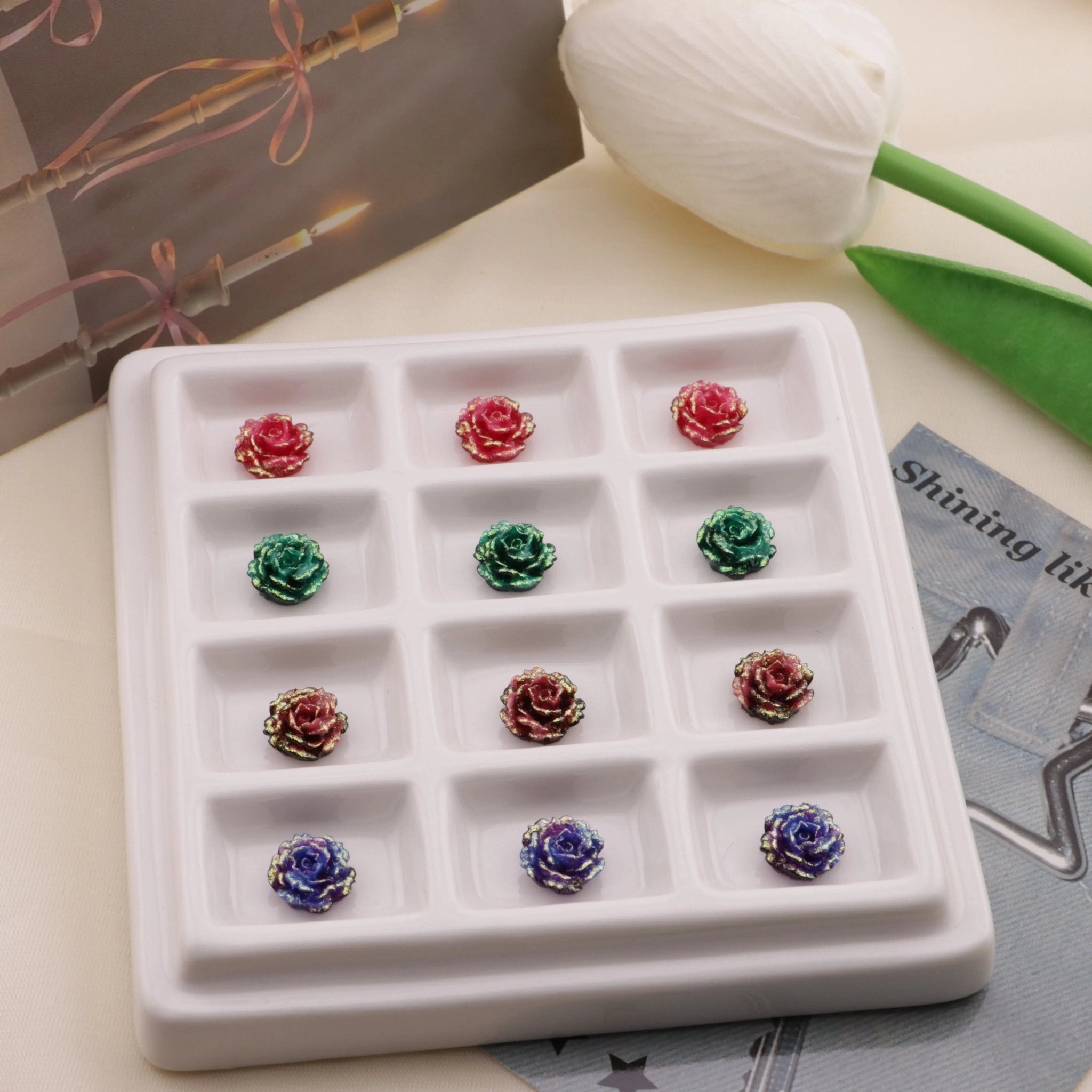 FS6554-10mm Luminous Soft Flower Charms Ye Guang Ruan Hua Tie Pian For DIY Project -Zoe DIY Wholesale