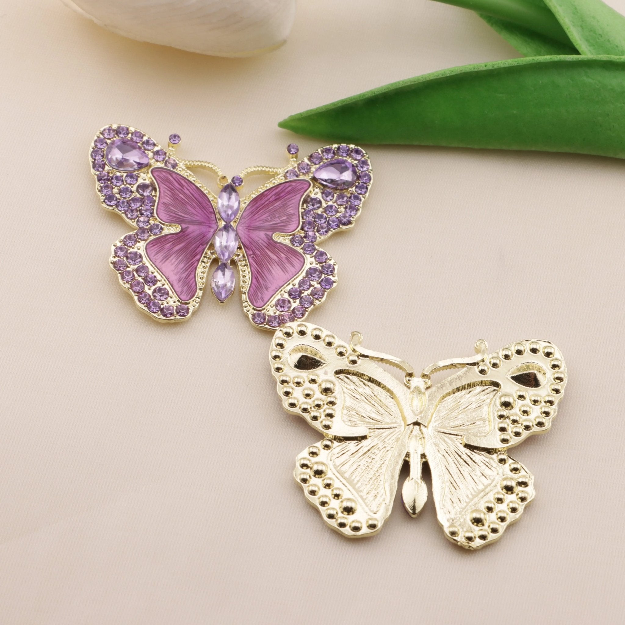FS6573-About 51*40mm Full Diamond Butterfly Metal Patch -Zoe DIY Wholesale