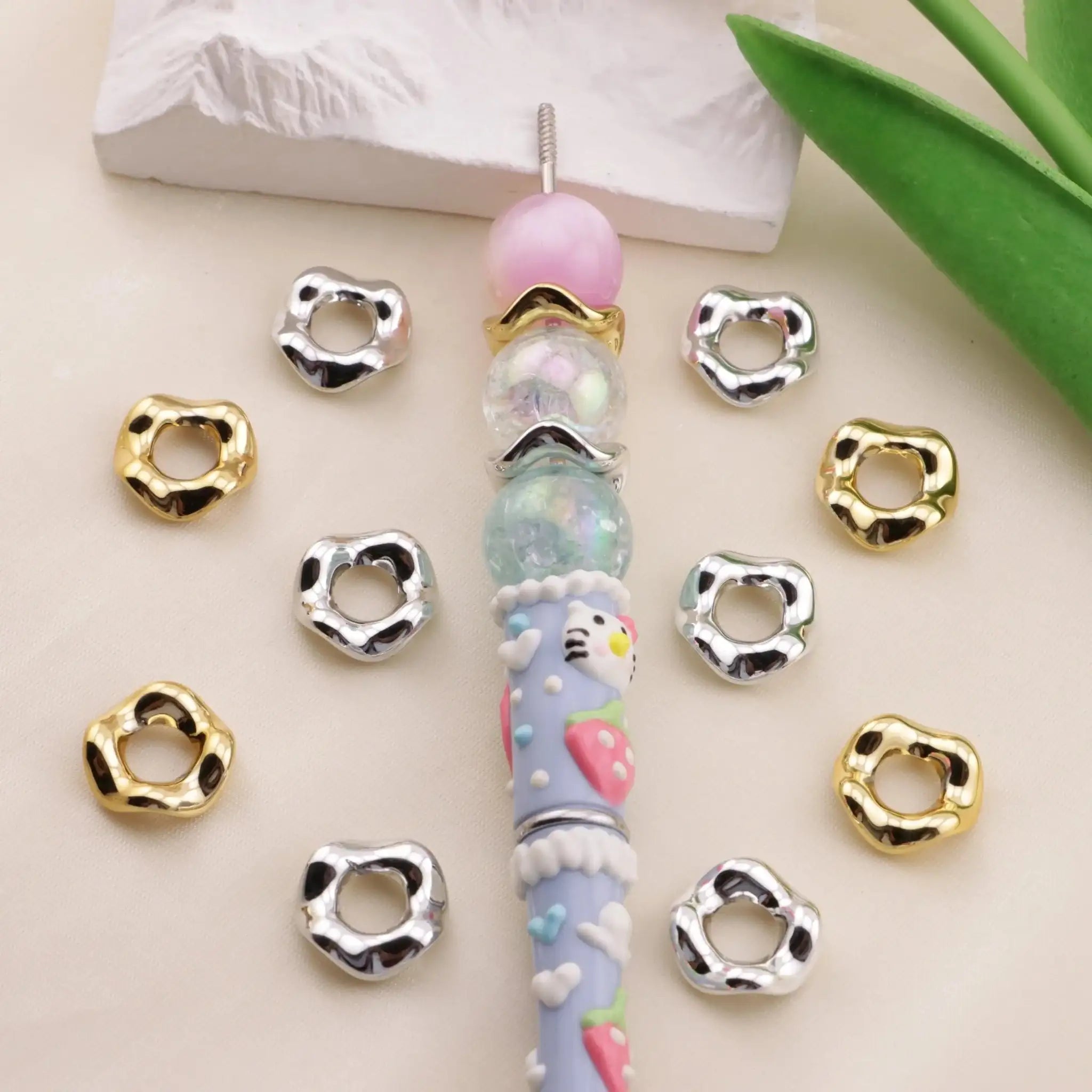 FS6577-13mm Gold-Plated Or Silver-Plated Wavy Spacer Beads -Zoe DIY Wholesale