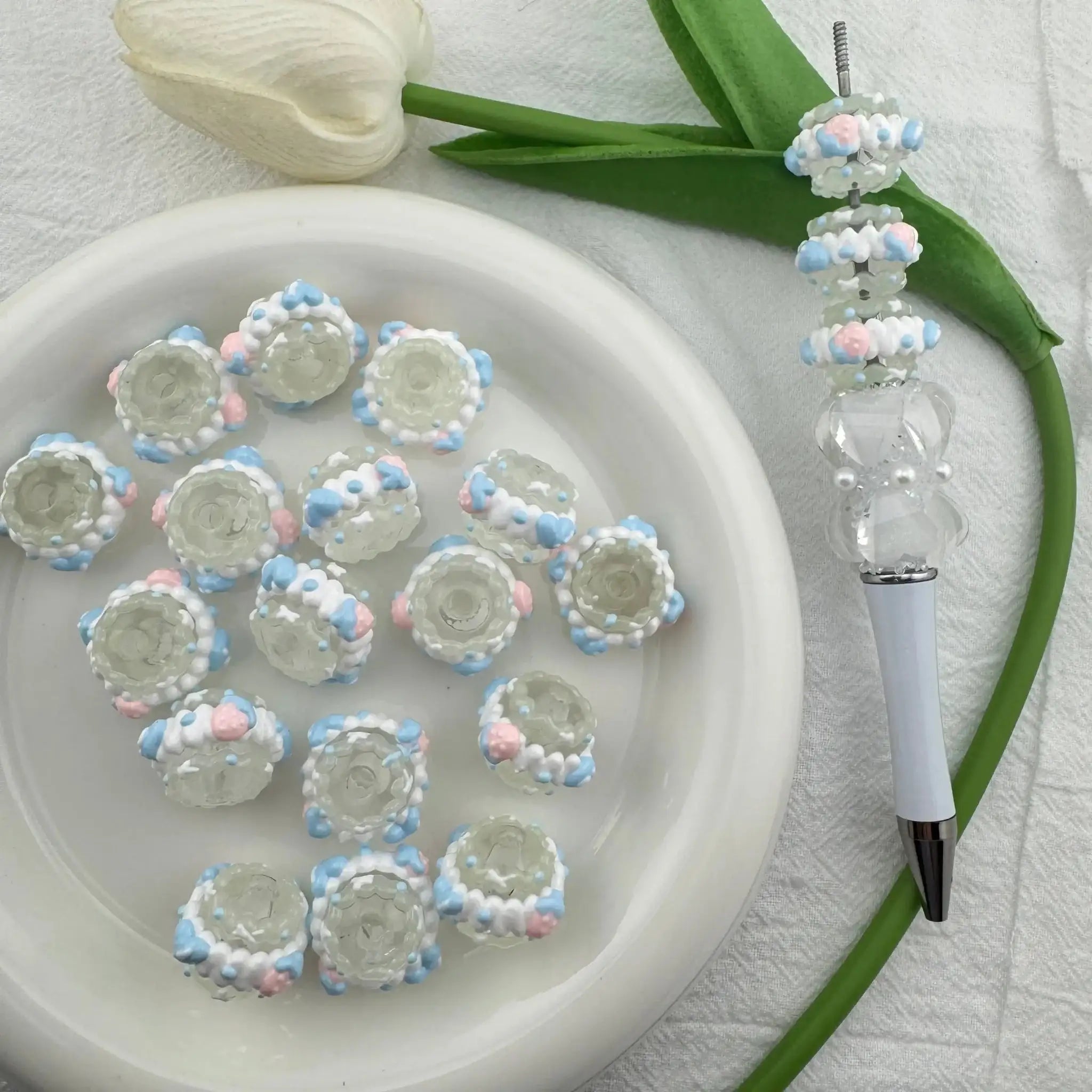 FS6726-16mm Luminous Hand-Painted Beads For Keychain Beadable Pens Making -Zoe DIY Wholesale