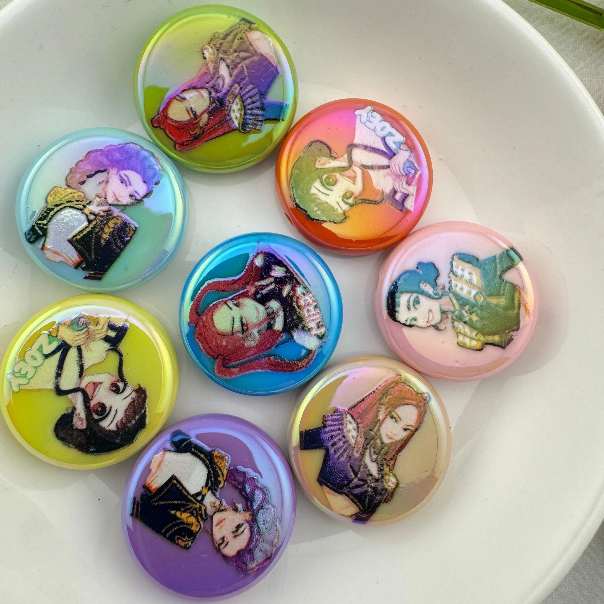 FS6748-20mm K-Pop Printed Round Plate Acrylic Beads -Zoe DIY Wholesale