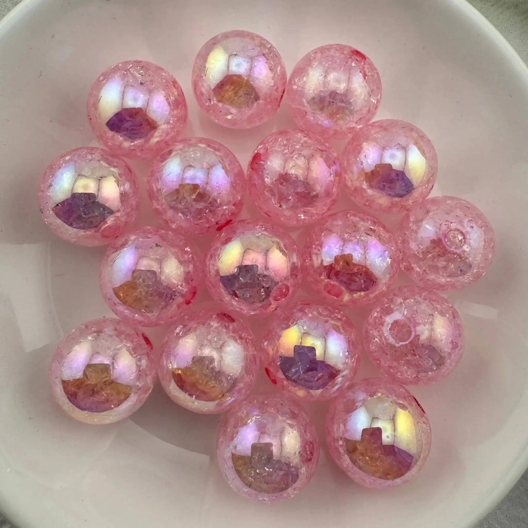 FS6751-16mm Cracked UV Coating Acrylic Beads -Zoe DIY Wholesale