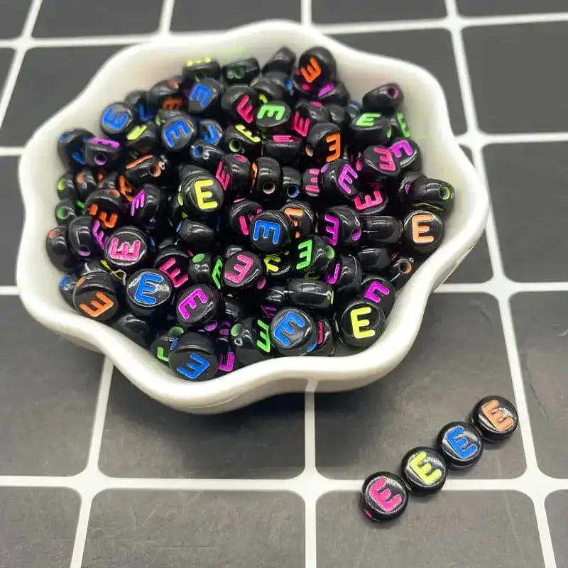 FS6762-4*7MM White Background Colorful Acrylic Letter Beads For Making Bracelets Jewelry Making -Zoe DIY Wholesale