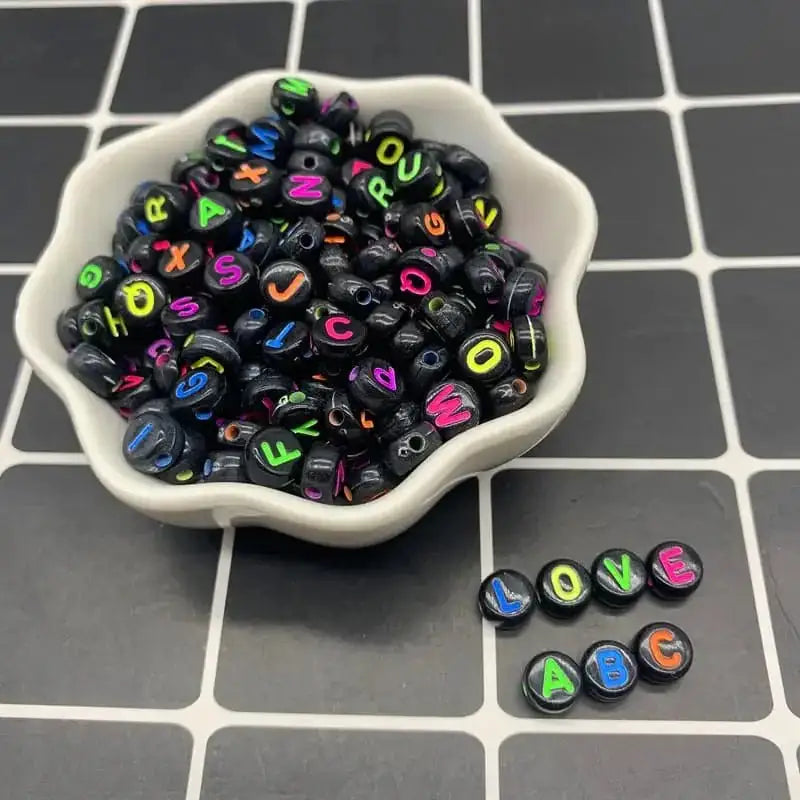 FS6762-4*7MM White Background Colorful Acrylic Letter Beads For Making Bracelets Jewelry Making -Zoe DIY Wholesale