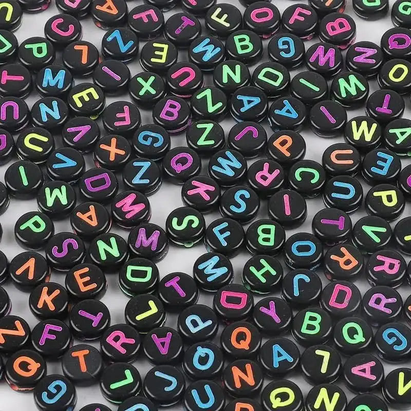 FS6762-4*7MM White Background Colorful Acrylic Letter Beads For Making Bracelets Jewelry Making -Zoe DIY Wholesale