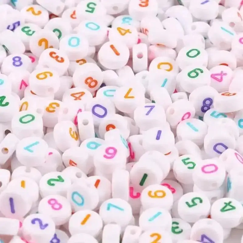 FS6771-4*7MM White Background Colorful Acrylic Number Beads for DIY Jewellery Making (Necklaces and Bracelets) -Zoe DIY Wholesale