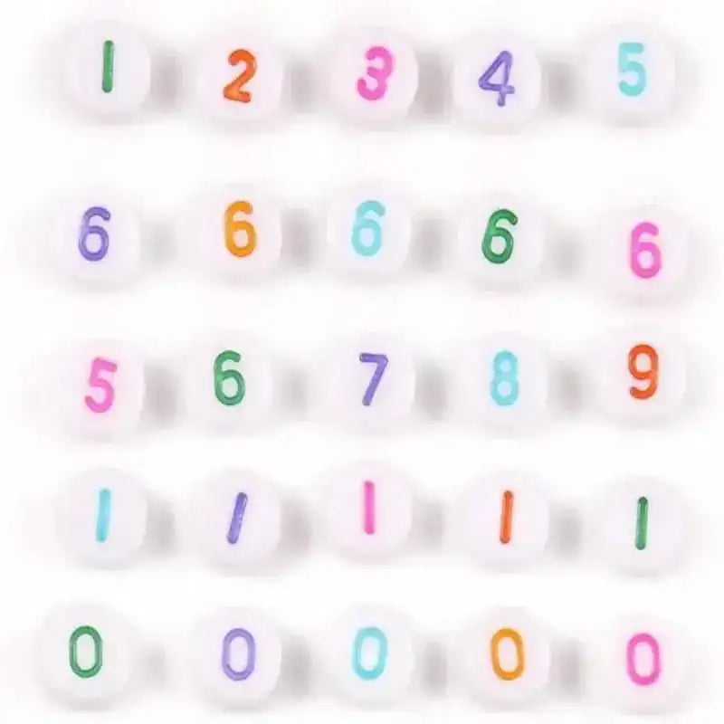 FS6771-4*7MM White Background Colorful Acrylic Number Beads for DIY Jewellery Making (Necklaces and Bracelets) -Zoe DIY Wholesale