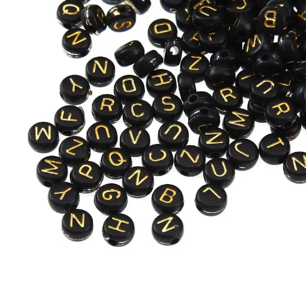 FS6772-4*7MM Black Background Colorful Acrylic Letter Beads for Jewellery Making Necklaces Bracelets Crafts -Zoe DIY Wholesale