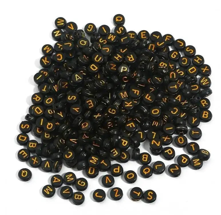 FS6772-4*7MM Black Background Colorful Acrylic Letter Beads for Jewellery Making Necklaces Bracelets Crafts -Zoe DIY Wholesale