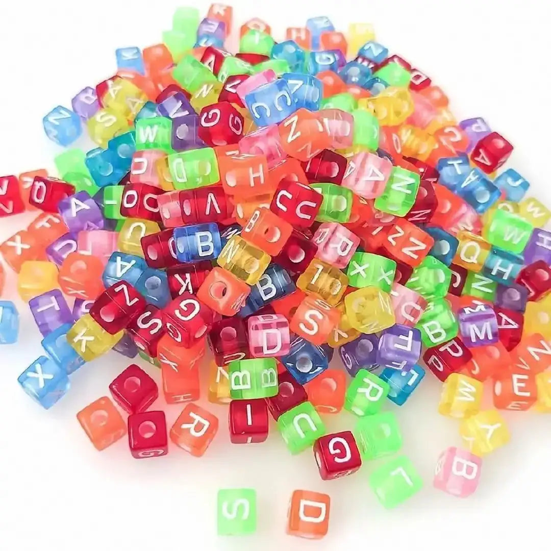 FS6779-6*6MM Square Transparent White English Letter Acrylic Beads for Bracelet Choker Jewelry Making DIY Crafts -Zoe DIY Wholesale