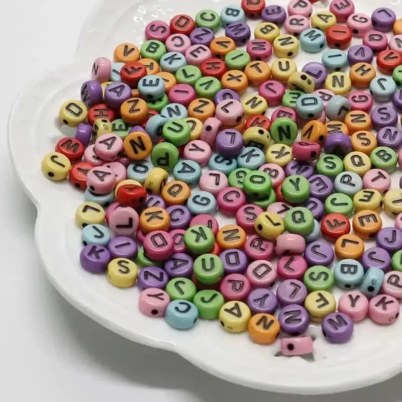 FS6780-4*7MM Solid Color Mixed Color Base Black Letter Acrylic Letter Beads for DIY Bracelet Necklaces Accessory -Zoe DIY Wholesale