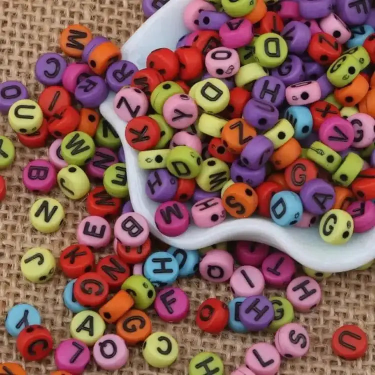 FS6780-4*7MM Solid Color Mixed Color Base Black Letter Acrylic Letter Beads for DIY Bracelet Necklaces Accessory -Zoe DIY Wholesale