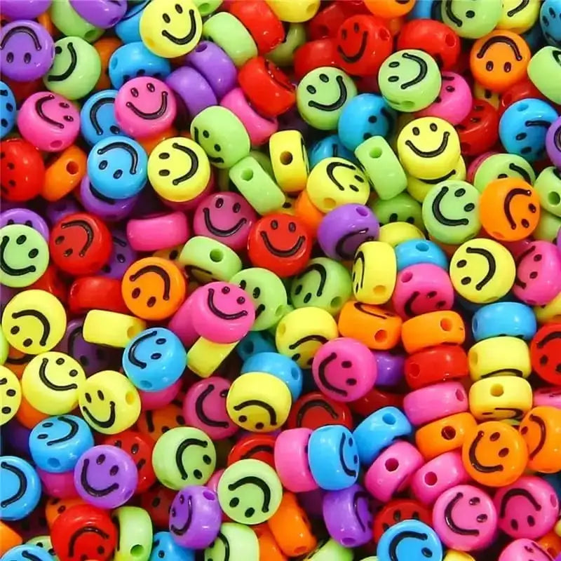 FS6781-4*7MM Smiley Print Acrylic Beads for Bracelet Choker Jewelry Making DIY Crafts -Zoe DIY Wholesale