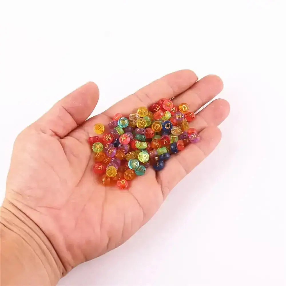 FS6782-4*7MM Transparent Colored Gold Letter Acrylic Beads for DIY Jewelry Bracelet Necklace Keychain Making -Zoe DIY Wholesale