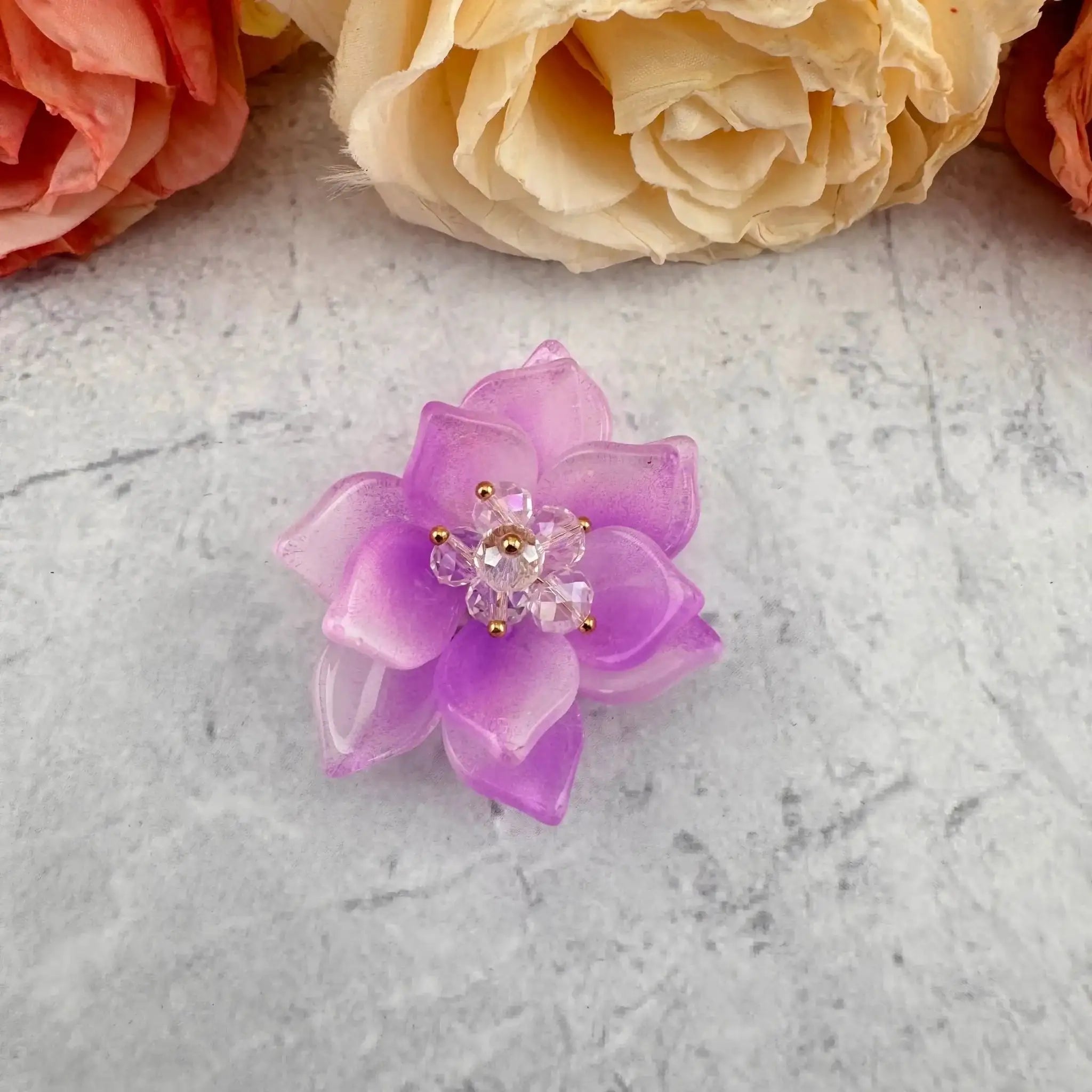 FS6927-Anout 45mm Double Layer Glass Flower Patch -Zoe DIY Wholesale