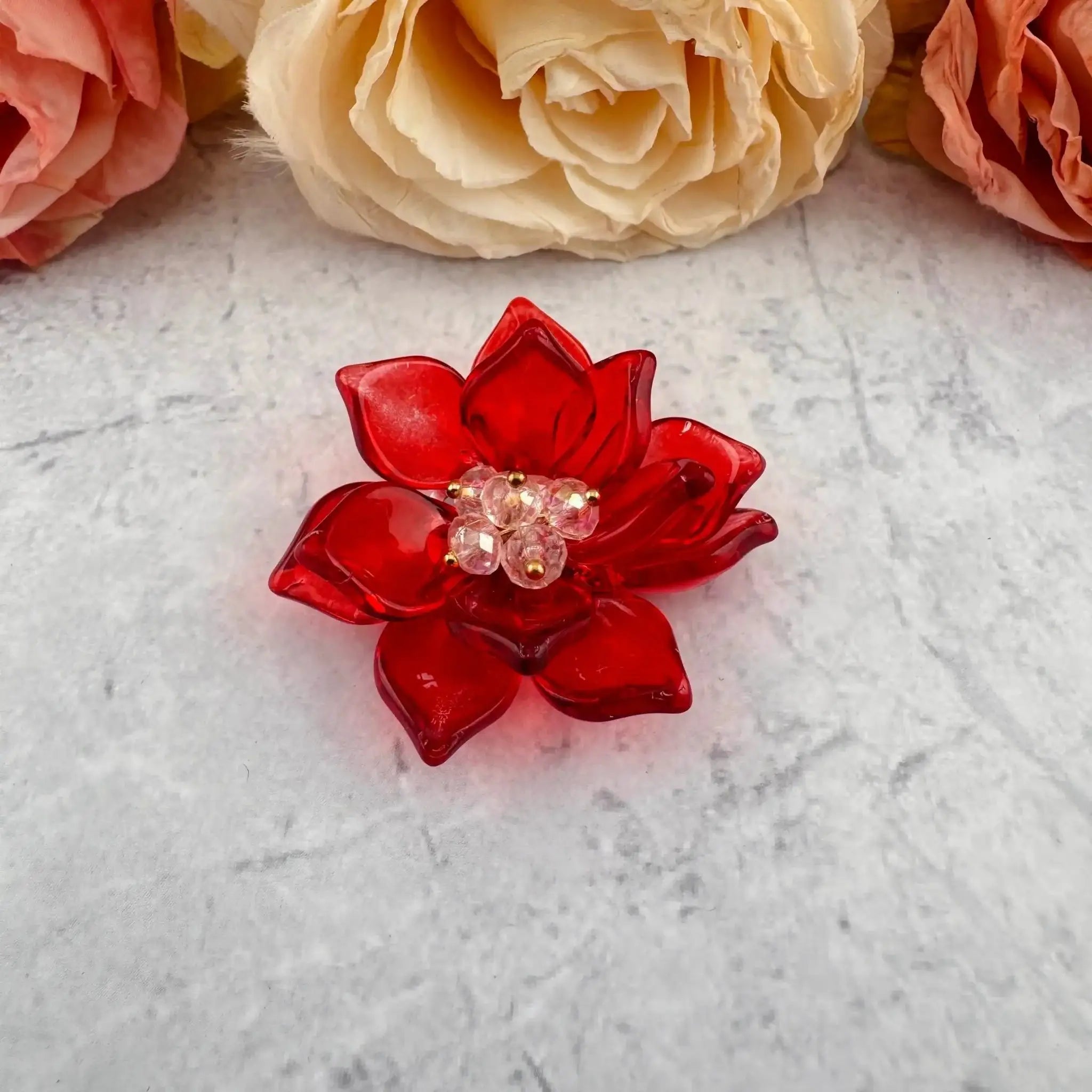 FS6927-Anout 45mm Double Layer Glass Flower Patch -Zoe DIY Wholesale