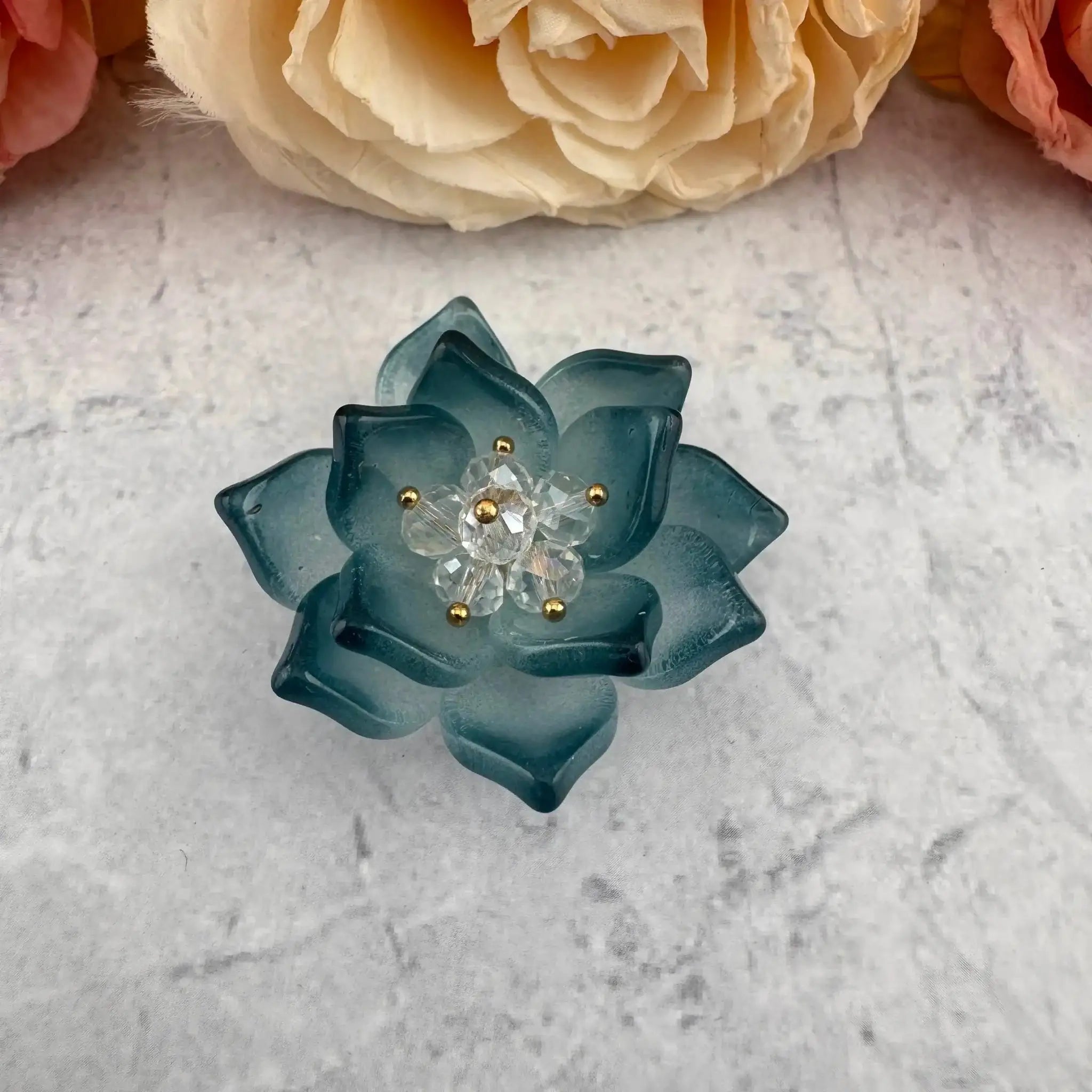 FS6927-Anout 45mm Double Layer Glass Flower Patch -Zoe DIY Wholesale