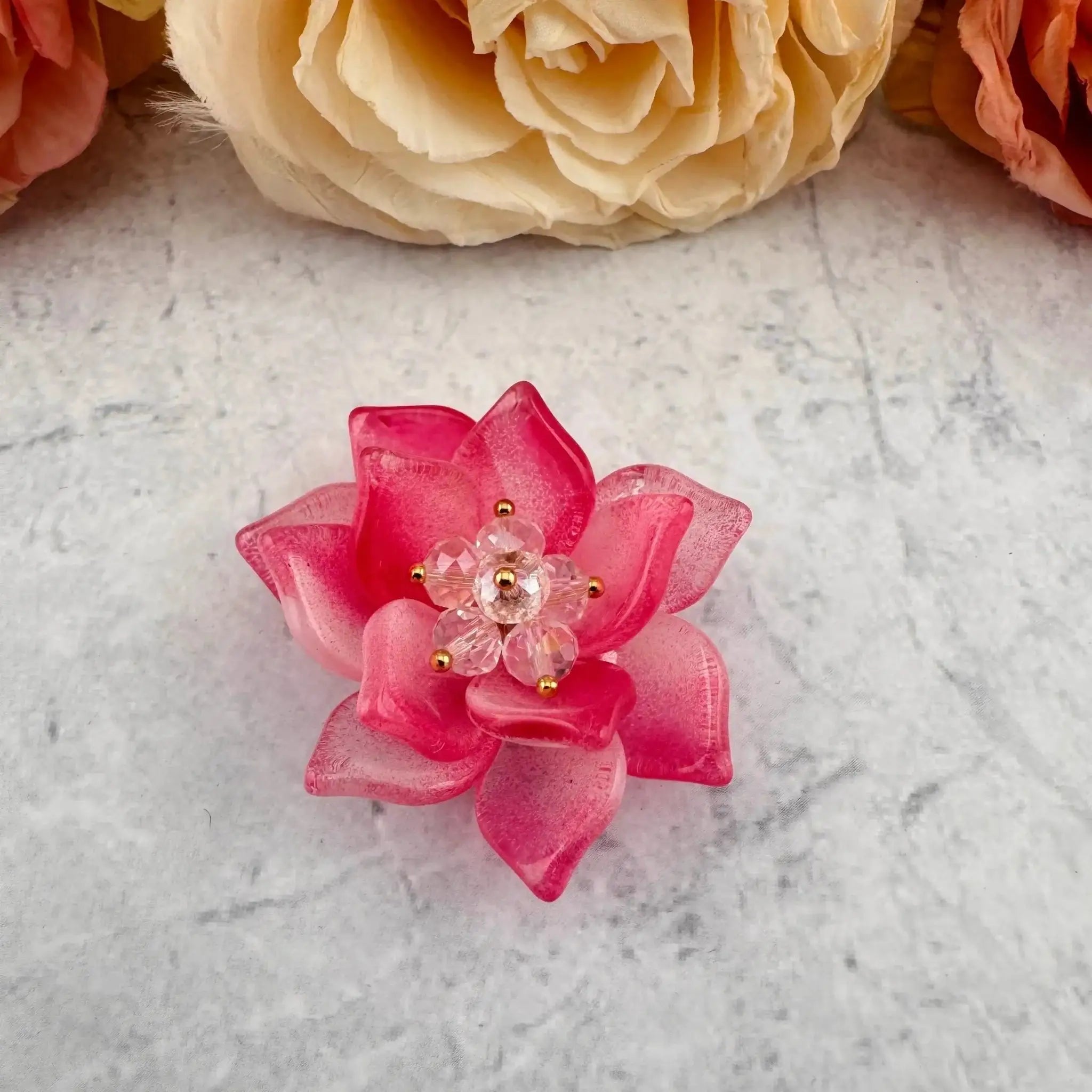 FS6927-Anout 45mm Double Layer Glass Flower Patch -Zoe DIY Wholesale