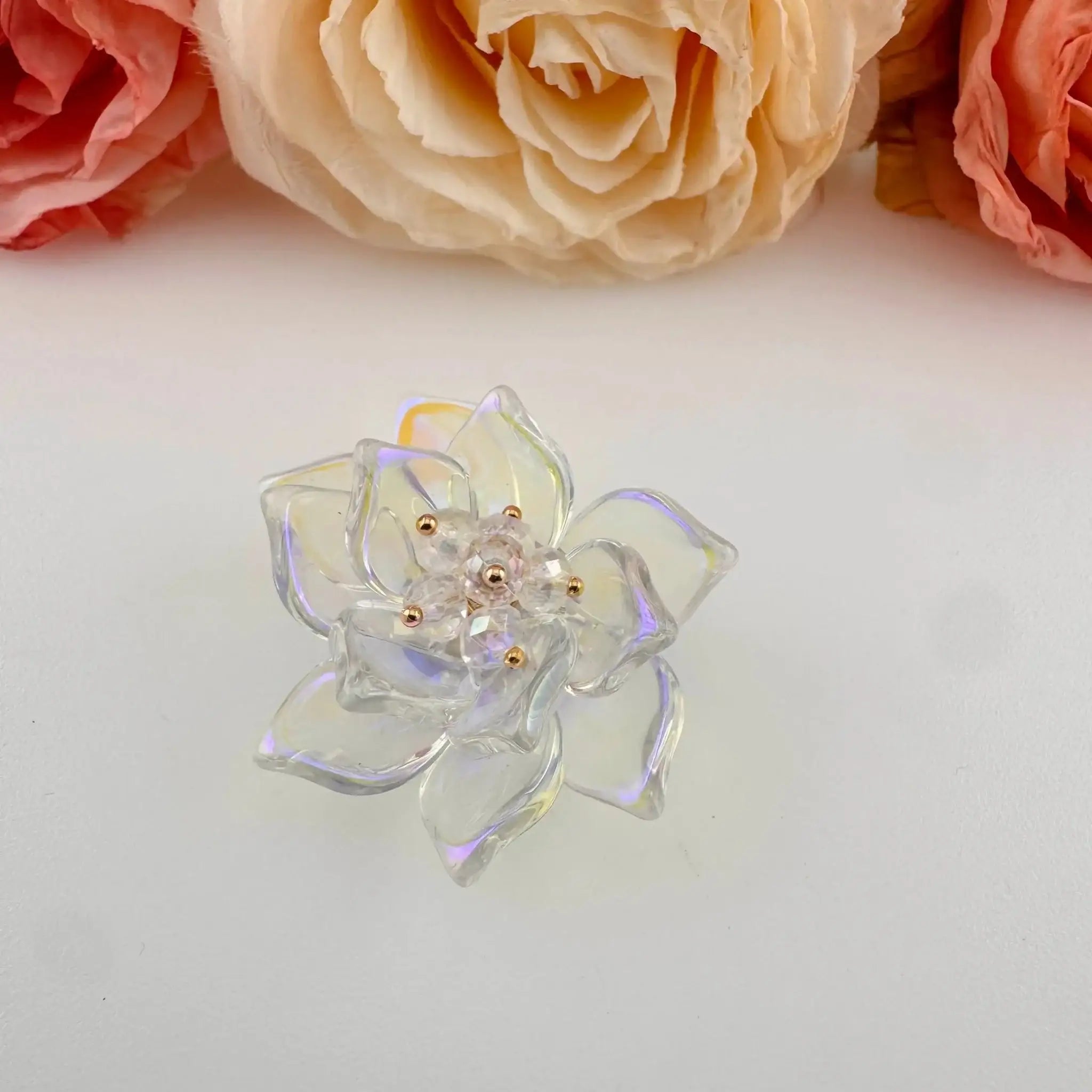 FS6927-Anout 45mm Double Layer Glass Flower Patch -Zoe DIY Wholesale