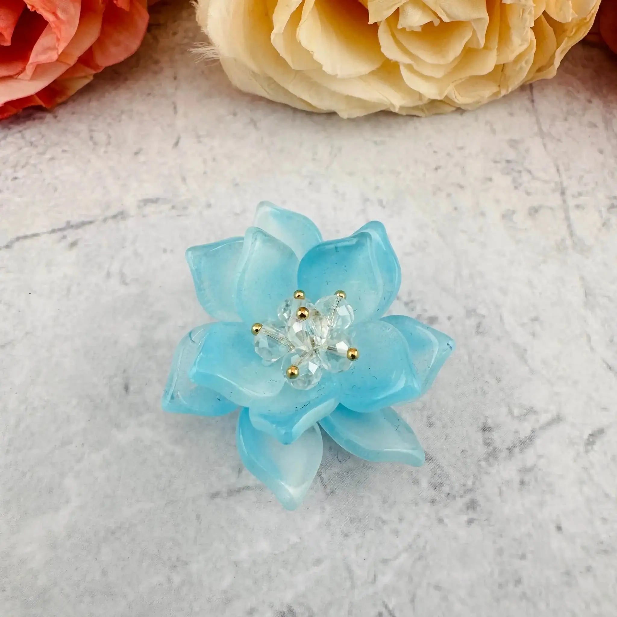 FS6927-Anout 45mm Double Layer Glass Flower Patch -Zoe DIY Wholesale