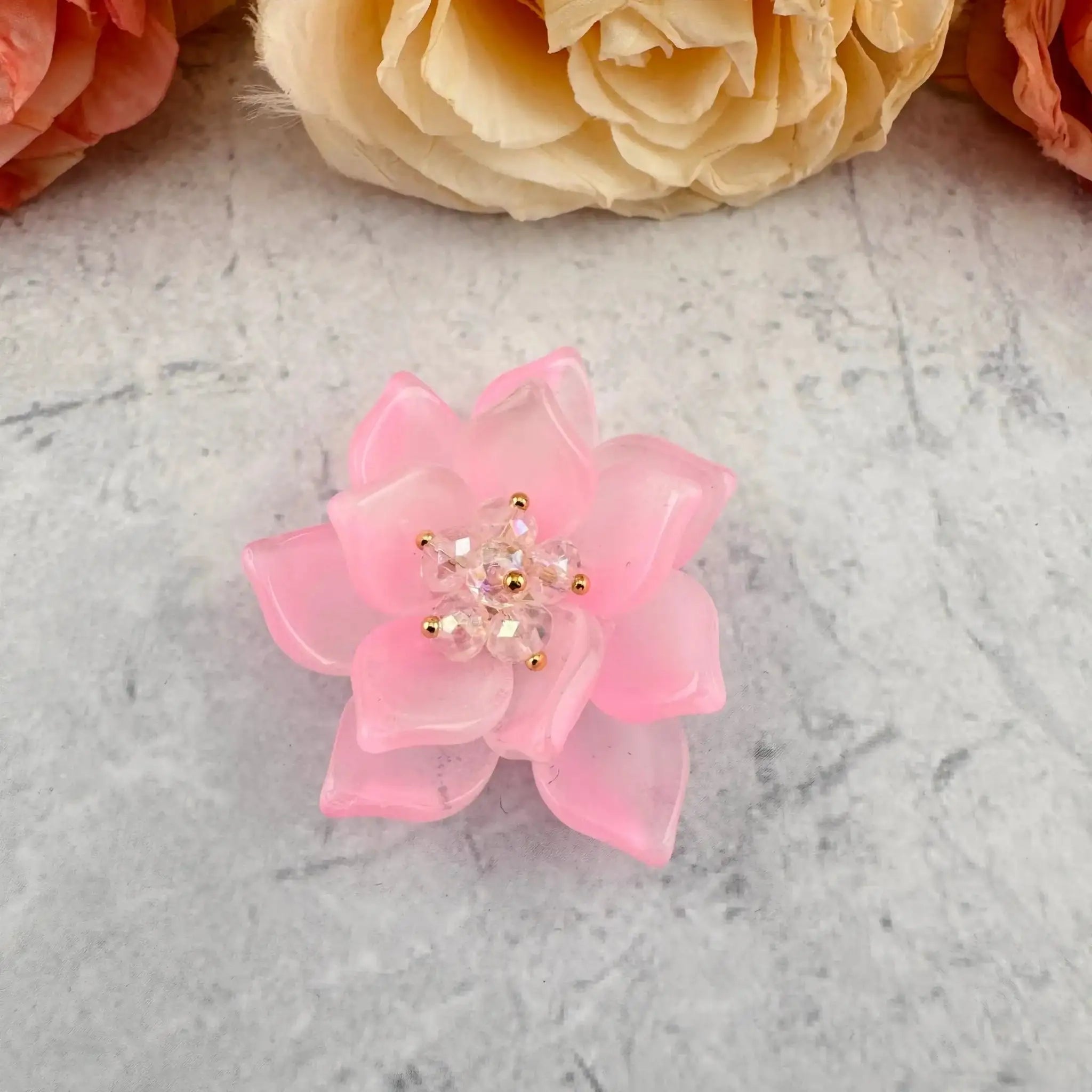 FS6927-Anout 45mm Double Layer Glass Flower Patch -Zoe DIY Wholesale