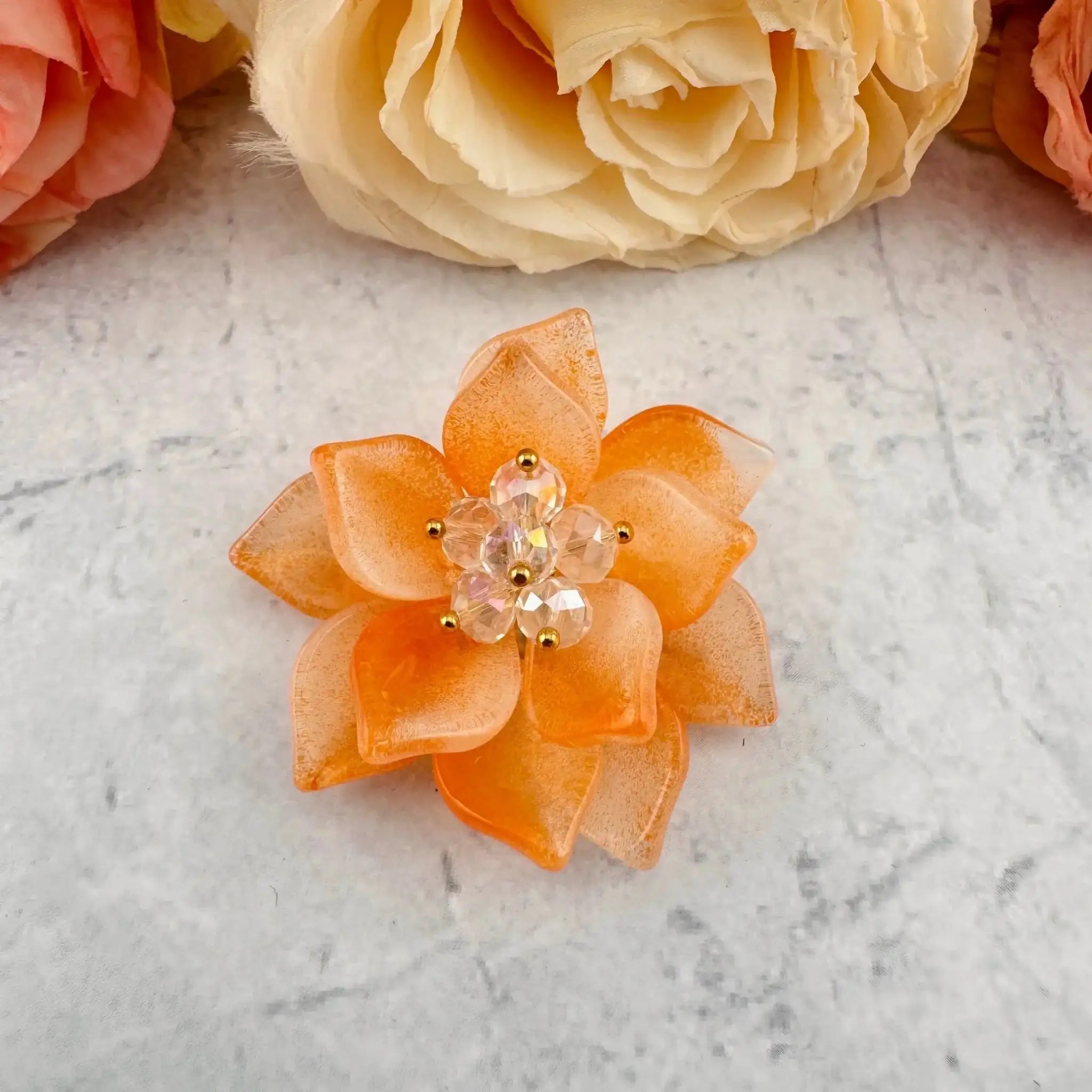 FS6927-Anout 45mm Double Layer Glass Flower Patch -Zoe DIY Wholesale