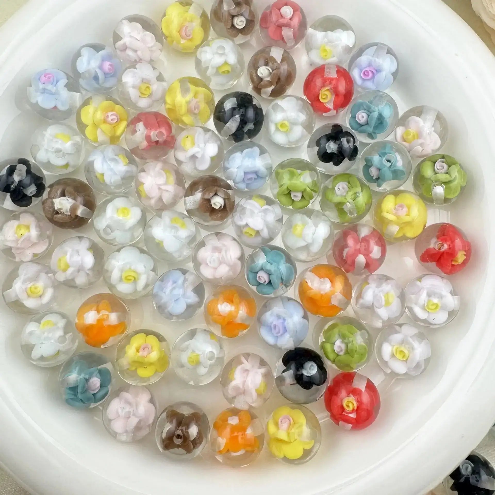FS6944-16mm Luminous Flower Resin Beads Fit For Beadable Pens Jewelry Making Keychain Making -Zoe DIY Wholesale