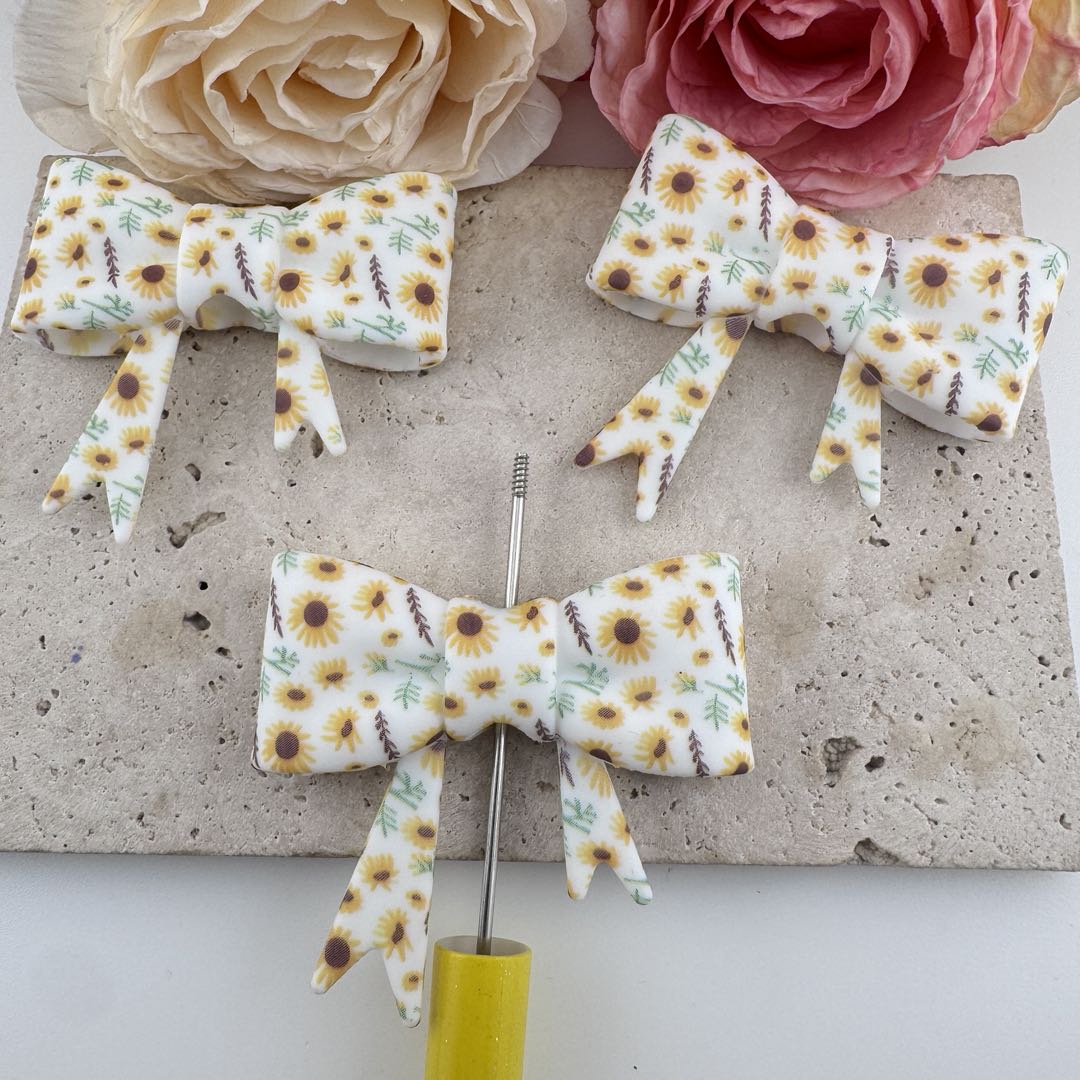 FS19614-About 50*60mm Flower Silicone Focal Bow Beads