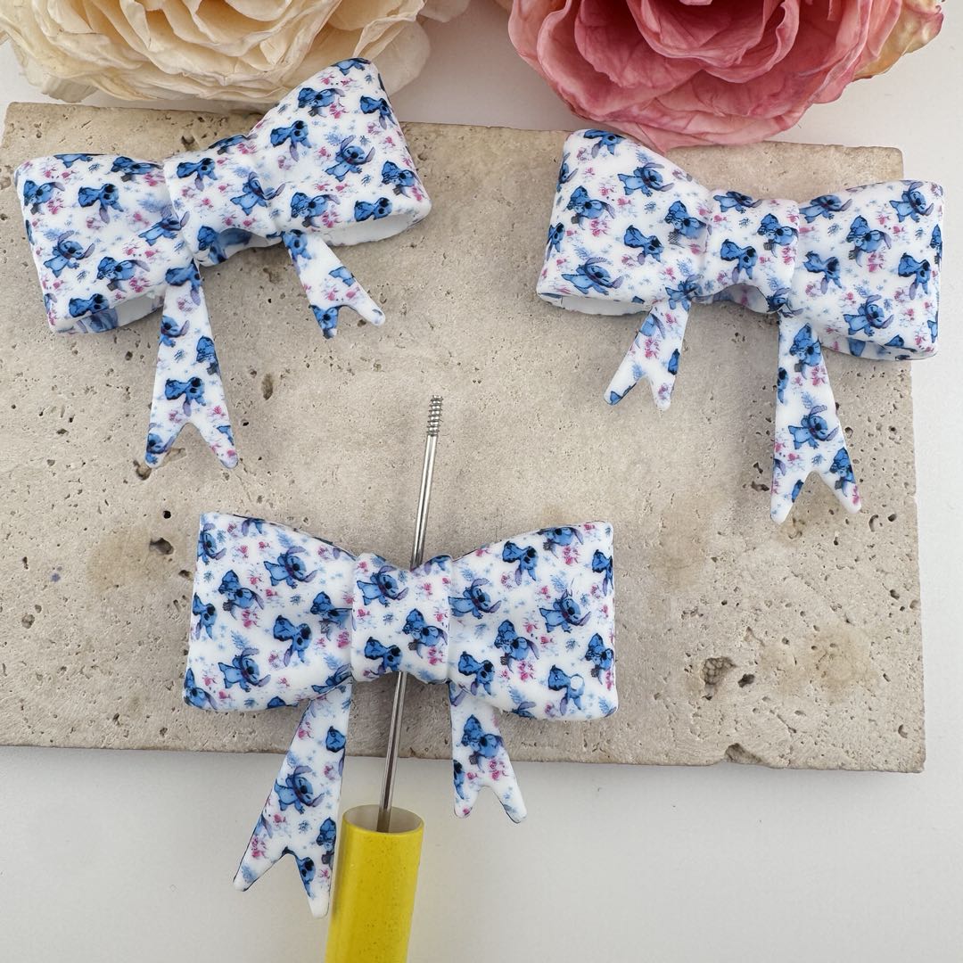 FS19623-About 50*60mm Stitch Silicone Focal Bow Beads