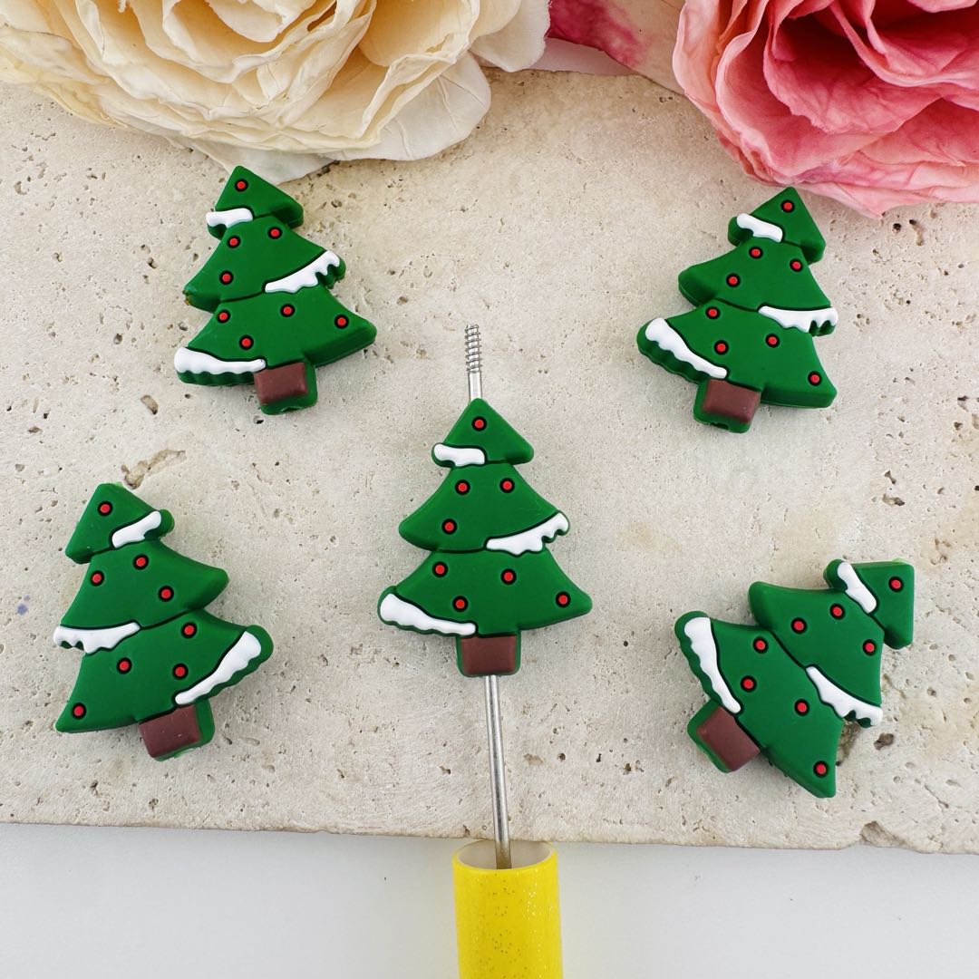 FS19632-About 24*31mm Christmas Tree Silicone Focal Beads