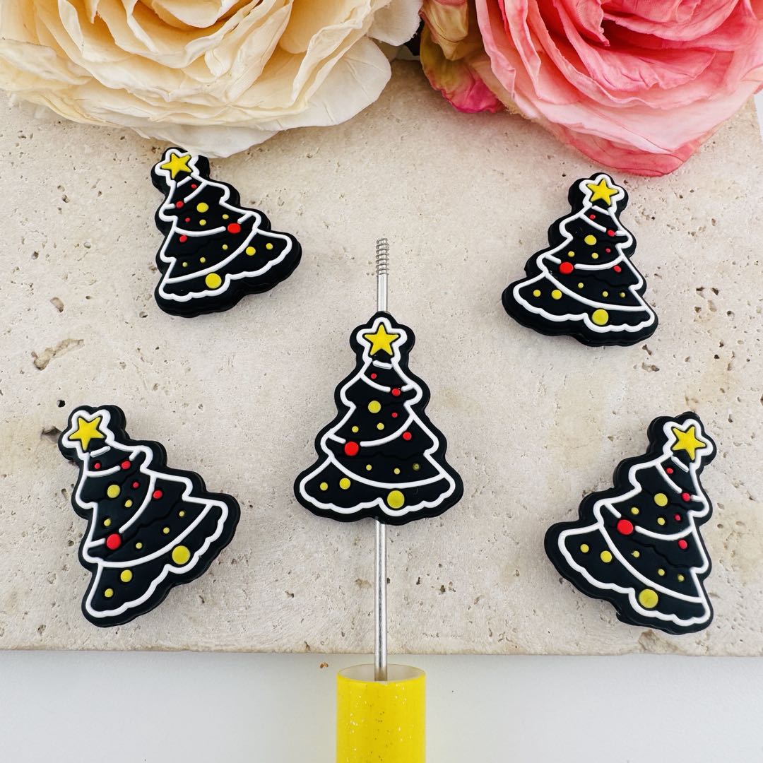 FS19646-About 24*31mm Christmas Tree Silicone Focal Beads