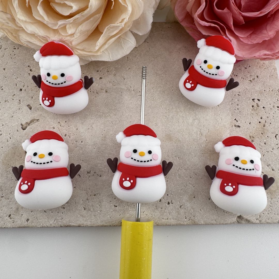 FS19642-About 26*30mm Snowman Silicone Focal Beads