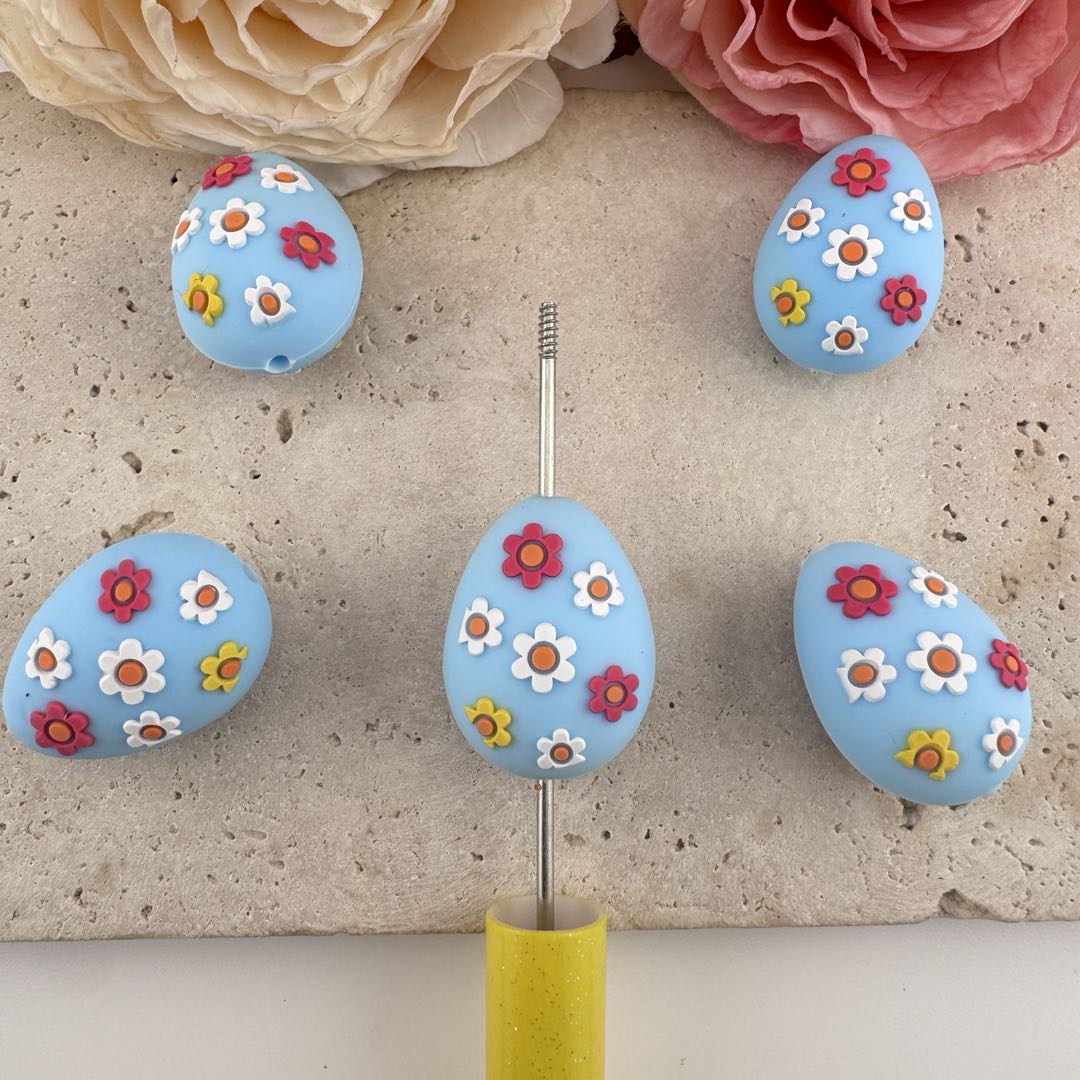 FS19638-About 20*27mm Easter Egg Silicone Focal Beads