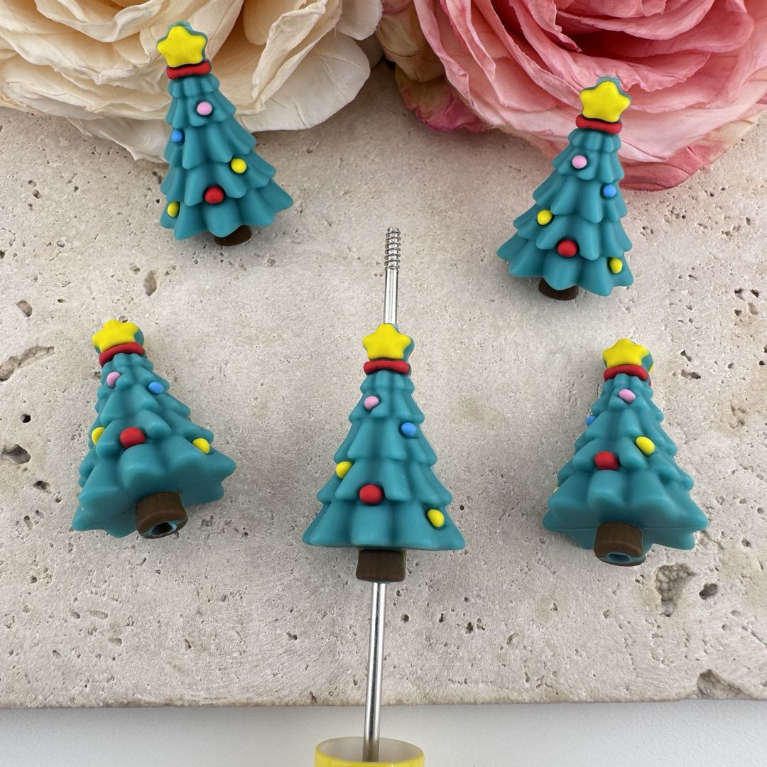 FS19649-About 19*30mm Christmas Tree Silicone Focal Beads