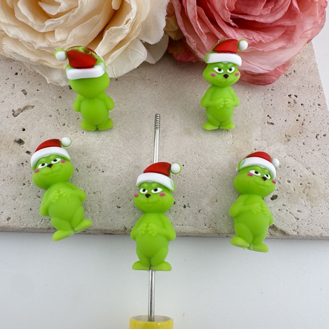 FS19651-About 13*31mm Christmas Grinch Silicone Focal Beads