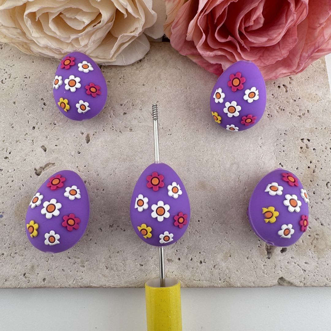 FS19640-About 20*27mm Easter Egg Silicone Focal Beads