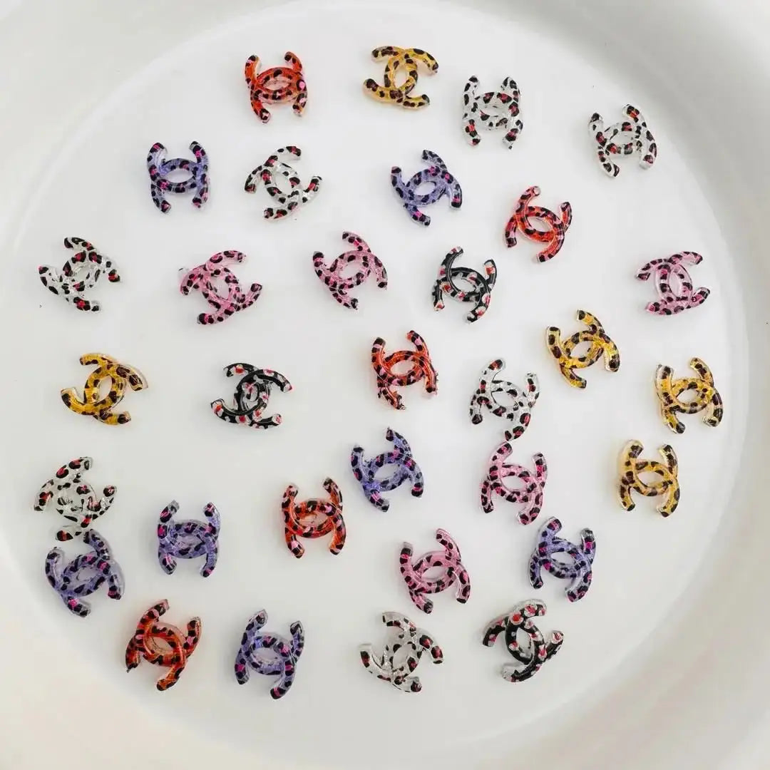 PP10718-About 8mm C Leopard Printed Nail Charms -Zoe DIY Wholesale