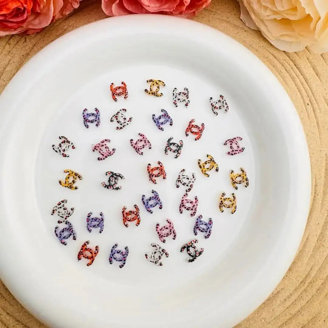 PP10718-About 8mm C Leopard Printed Nail Charms -Zoe DIY Wholesale