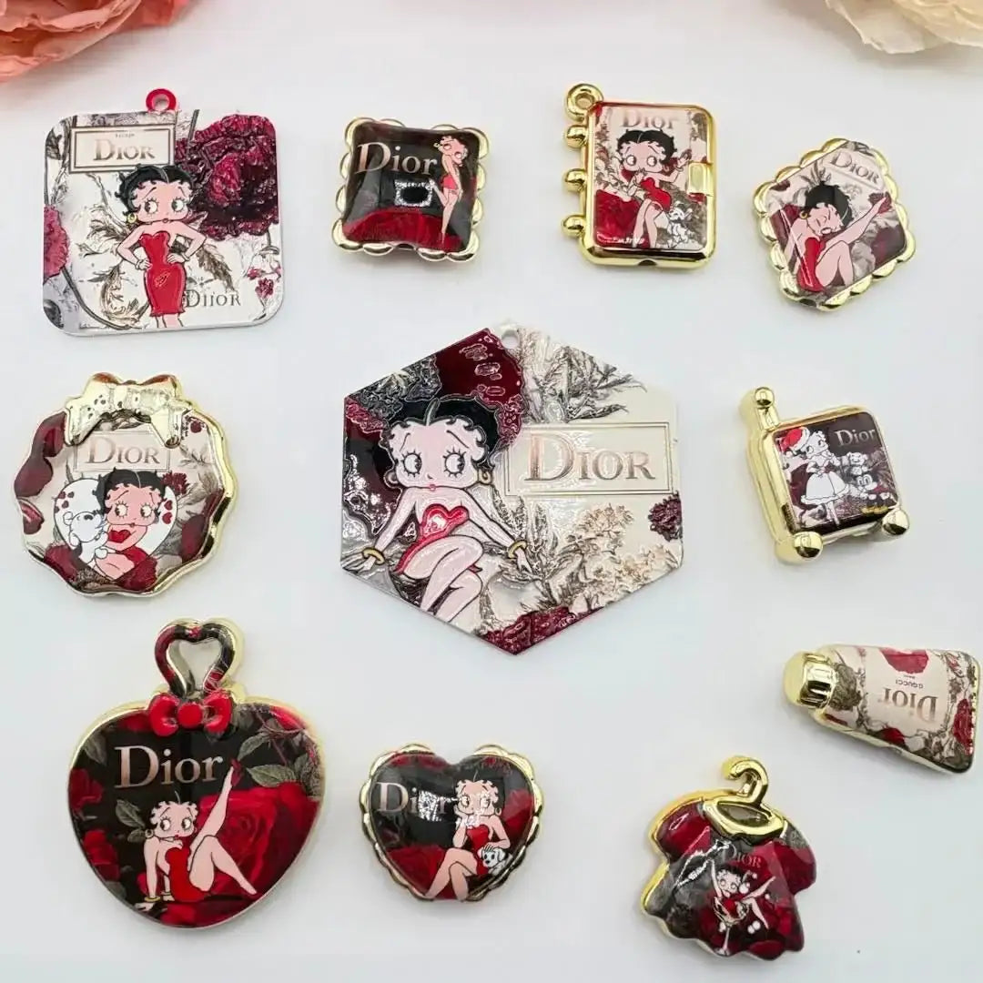 PP10914-Betty Boop Acrylic Printed Beads -Zoe DIY Wholesale