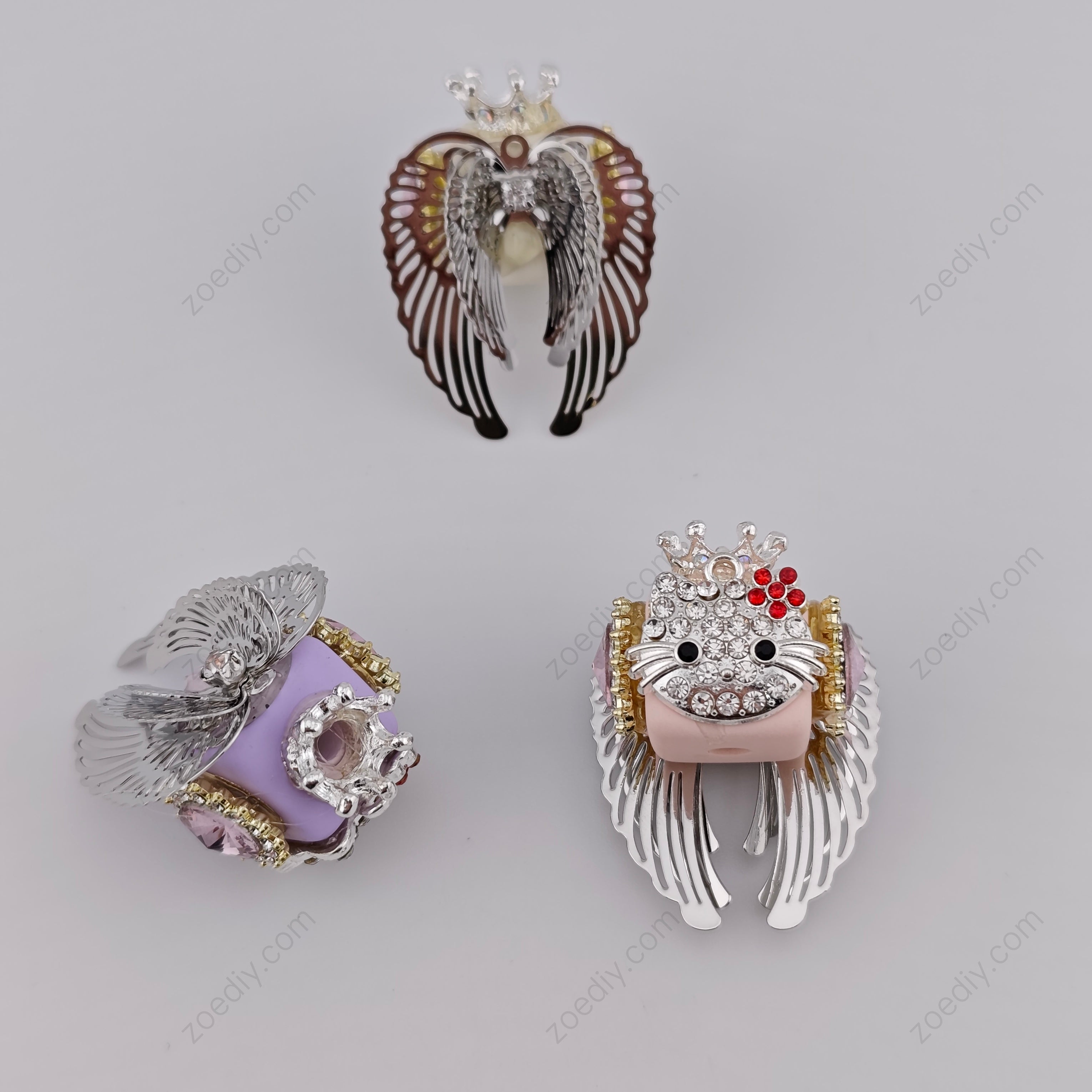 (K992) 3D Silver HK with Wing Sparkling Beads