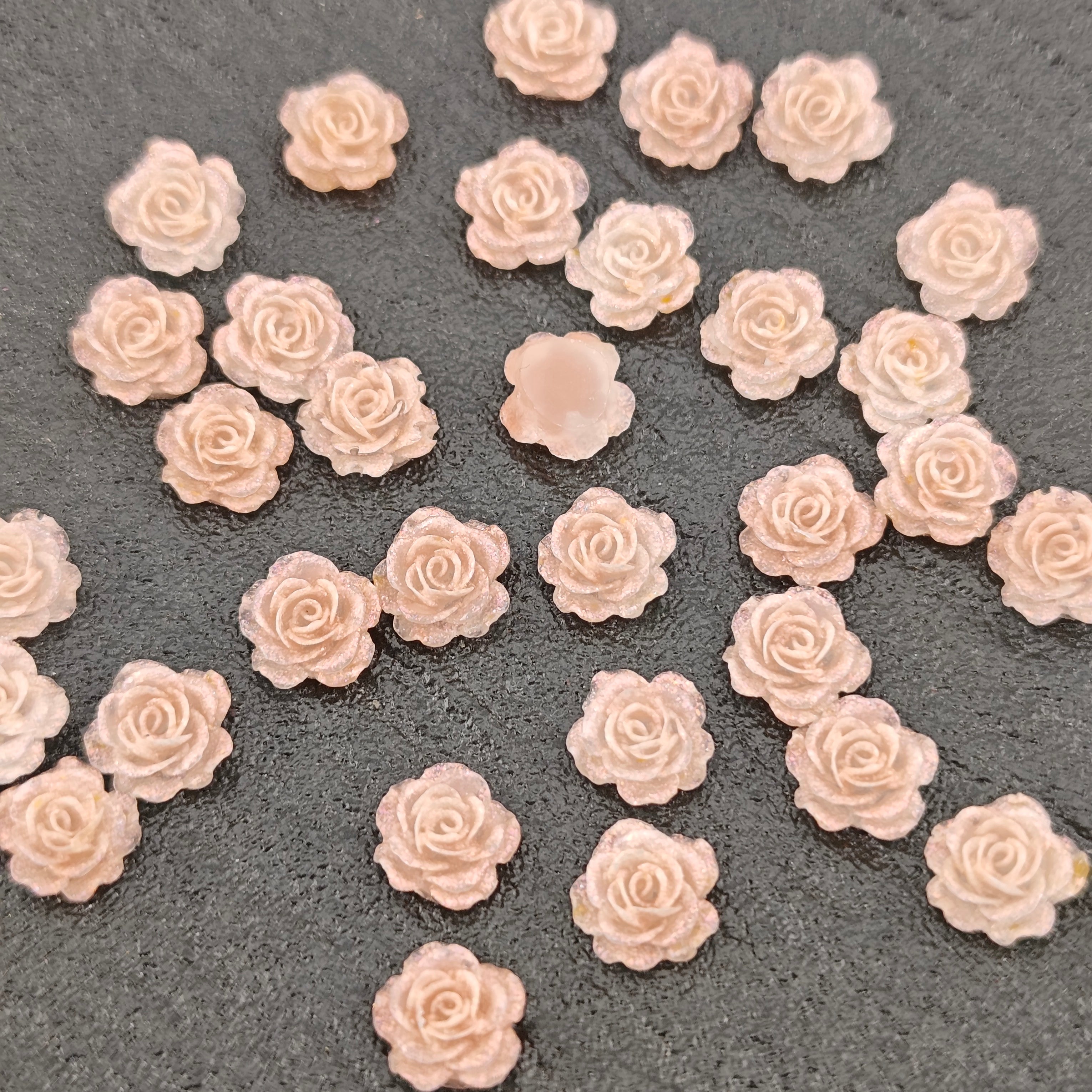 FS3023- 500 Pieces 10mm Rose Soft Flower Nails Charms for making fancy Beads and fancy Pens